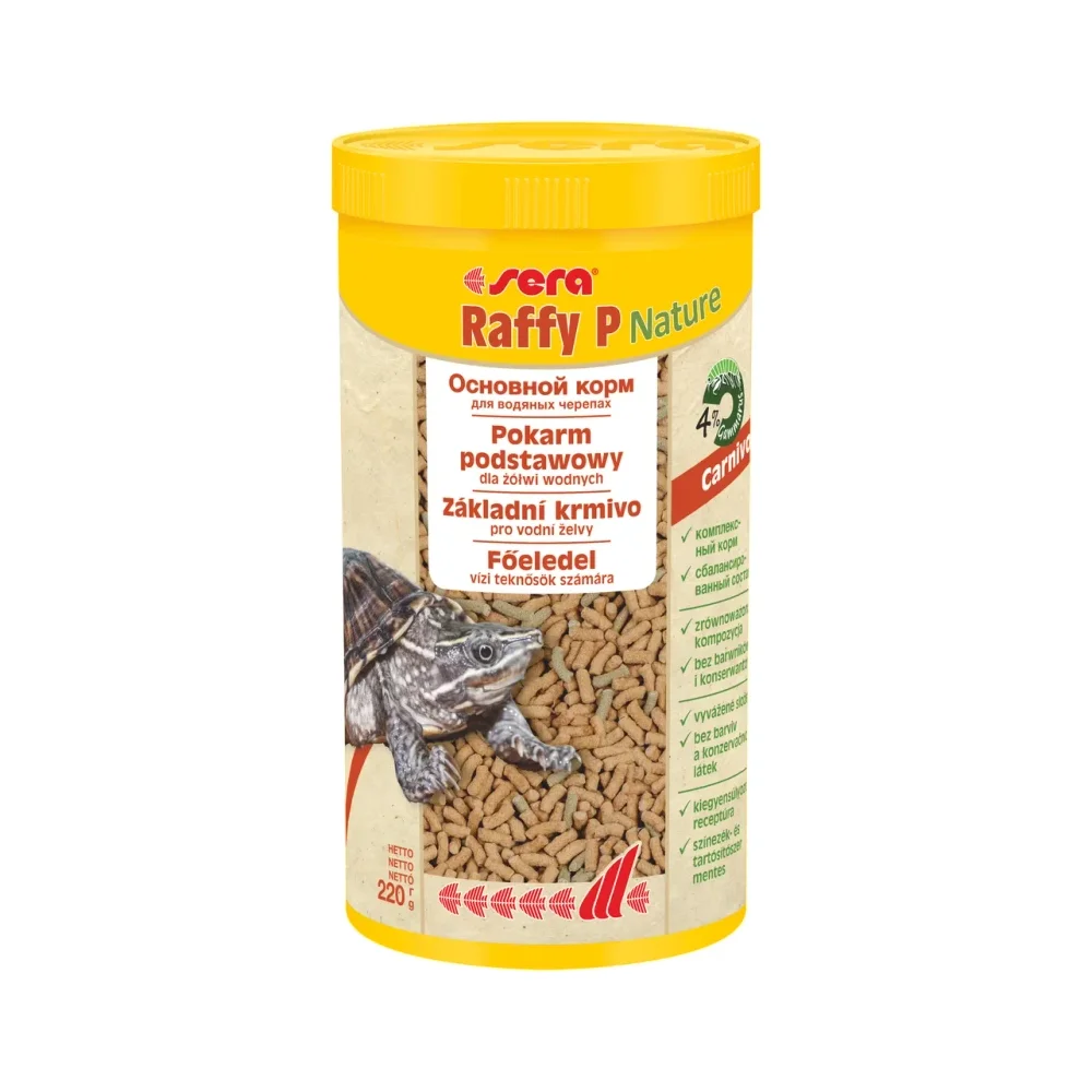 Sera Raffy P Nature 220 g — opakowanie pokarmu dla żółwi