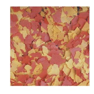 a close-up of a pile of red and yellow flakes