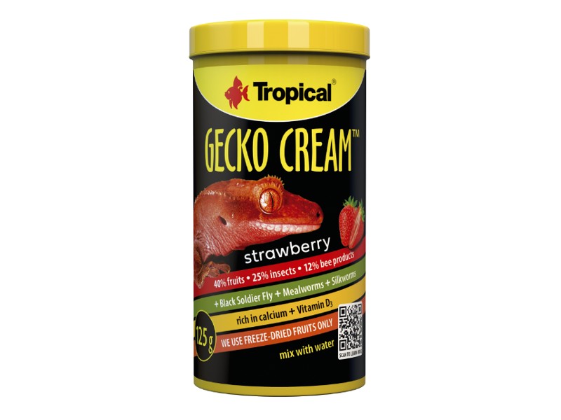 Gecko Cream Strawberry 250ml/125g pokarm dla gekonów orzęsionych