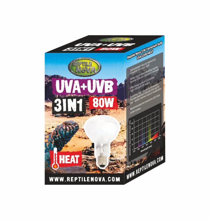 Żarówka 3w1 UVA-UVB Reptile Nova 80W