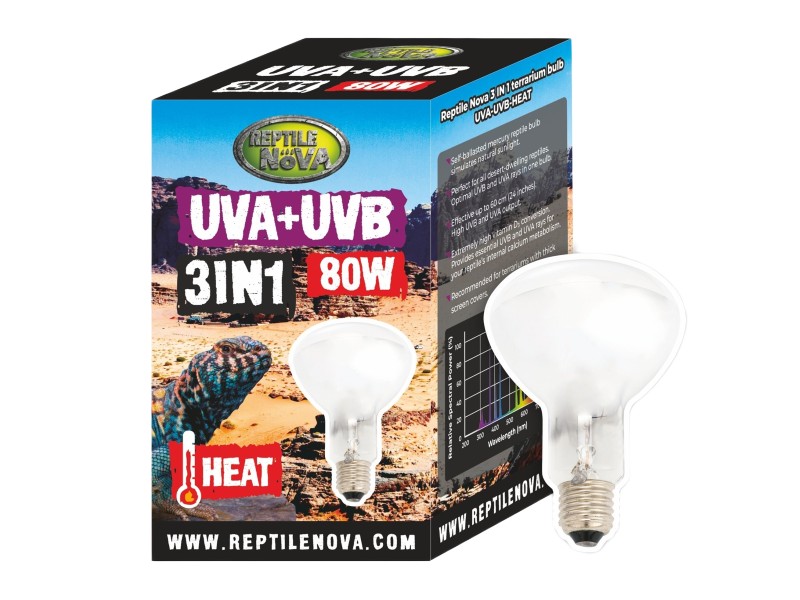 Żarówka 3w1 UVA-UVB Reptile Nova 80W