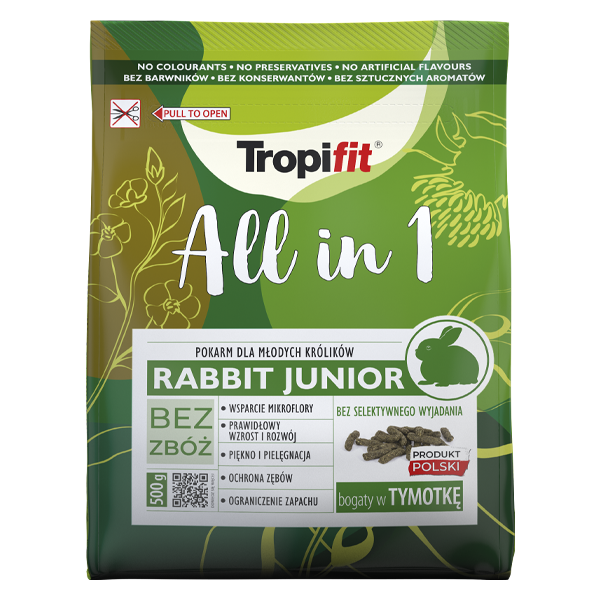 24f1a071c37b415fbfa05d9b4bf61017 Tropifit All in 1 Rabbit Junior karma dla młodych królików 500g - obrazek 1