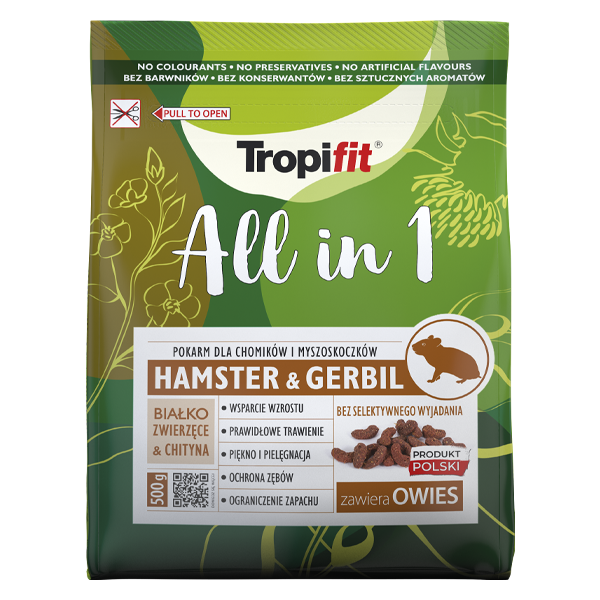 319e93955644e07d27208d3101681b60 Tropifit All in 1 Hamster & Gerbil karma dla chomików i myszoskoczków 500g - obrazek 1