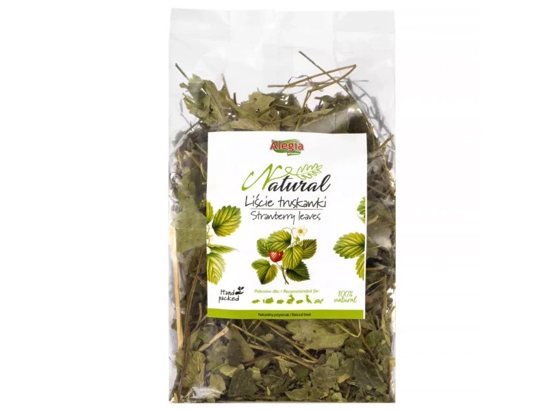 44ca2d5a6fa61367cfe75d6e28509526 Alegia Natural Liście Truskawki 90g - dla gryzoni, gadów - obrazek 1